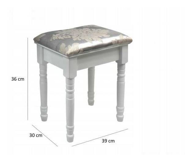 Masă de toaletă cu taburete Tudor (cu iluminat LED) (Alb)