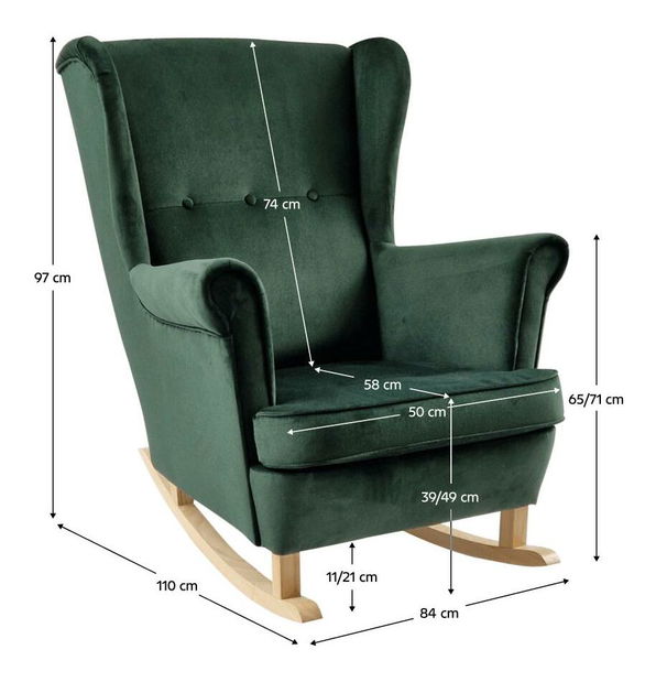Fotoliu balansoar cu urechi Trasmitirle (verde + fag) 