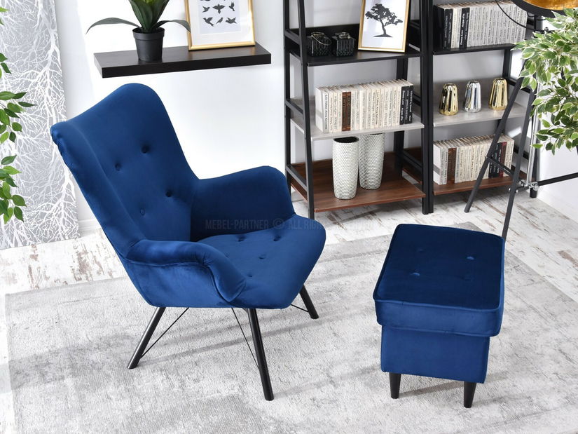 Fotoliu relax Dawntawn (albastru închis + negru)