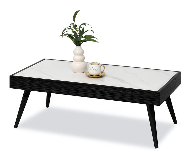 Dohányzóasztal Flock (fehér márvány + fekete)