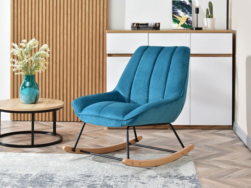 Kreslo Bertie (tyrkysová + buk čierny)