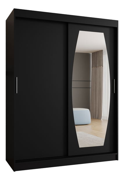 Ruhásszekrény 150 cm Rosaria (fekete)