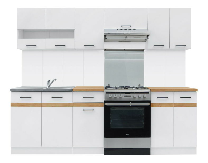 Donji kuhinjski ormarić ispod pećnice Junona line DPK/60/82 (Bijela + Sjaj bijeli + Hrast craft zlatni)