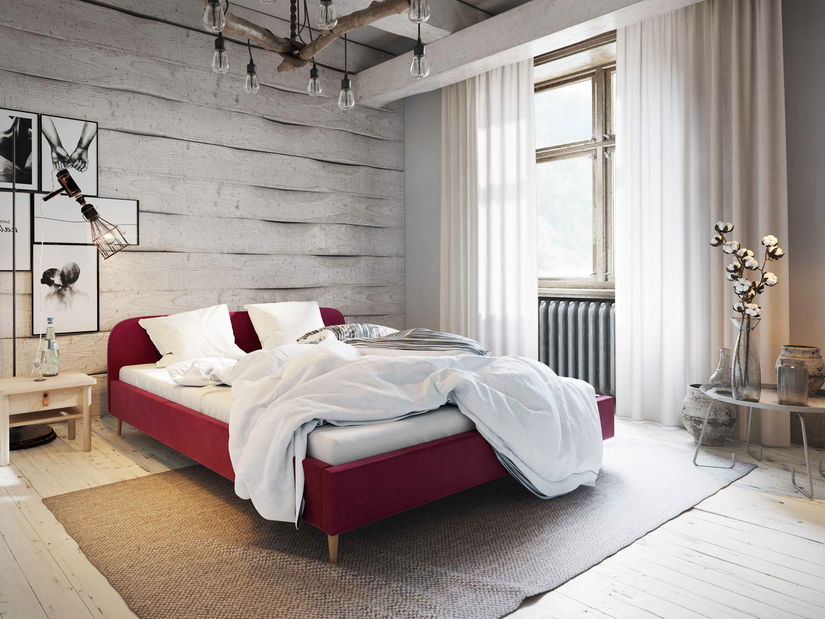 Pat matrimonial 140 cm Lon (bordo) (fără somieră și sp. depozitare)