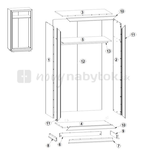 Šatníková skriňa BRW LARGO CLASSIC SZF2D/20/10