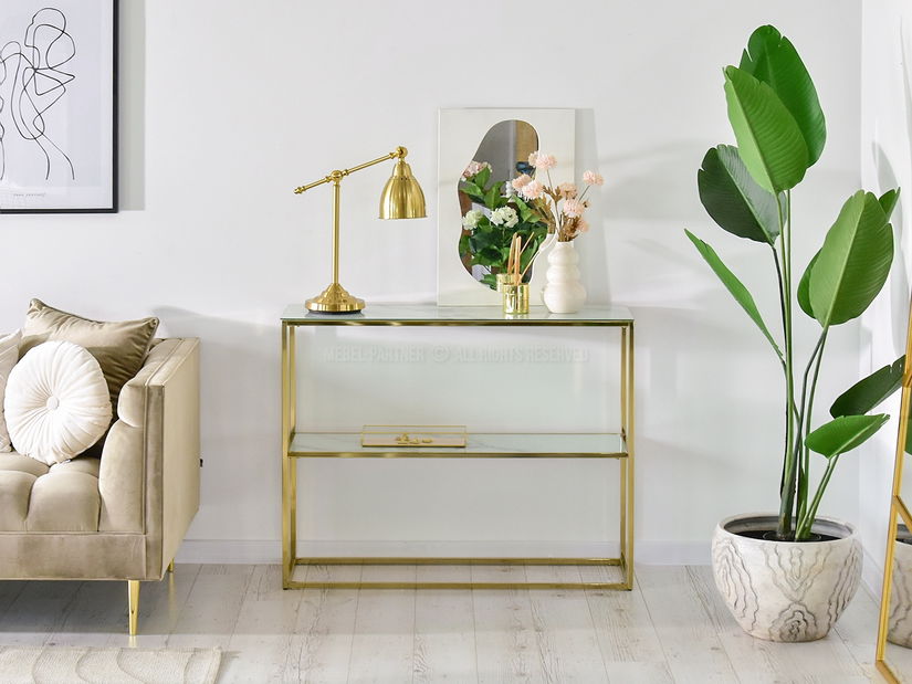 Konzolasztal Bella Kons Bis (fehér márvány + arany)