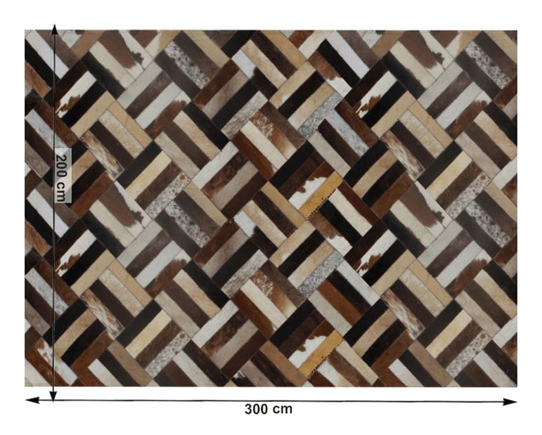Covor din piele 200x300 cm Kazuko TYP 02 (piele de vită + motiv patchwork)