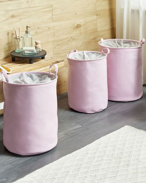 Set 3 buc coșuri depozitare Ailun (roz)
