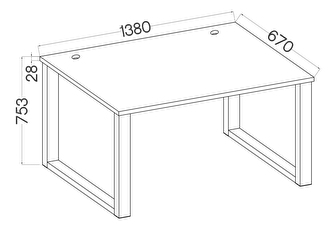 PC stolić Mantela 150 (hrast artisan + crna)