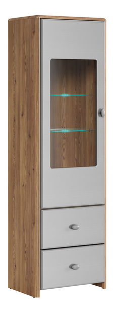 Vitrină Leena REG1W2S (Zadă sibiu Auriu + Silver Metal Inox) (cu iluminat)