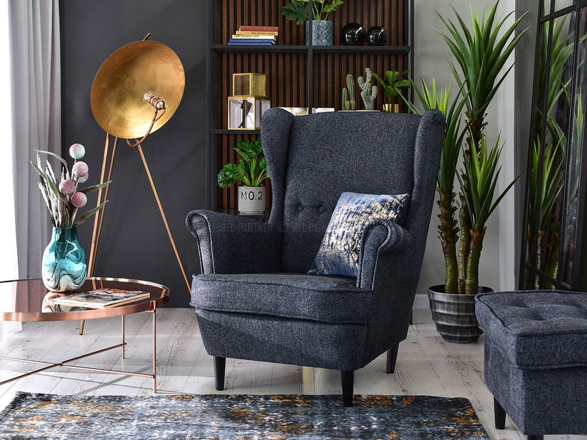 Kreslo ušiak Margis (sivá)