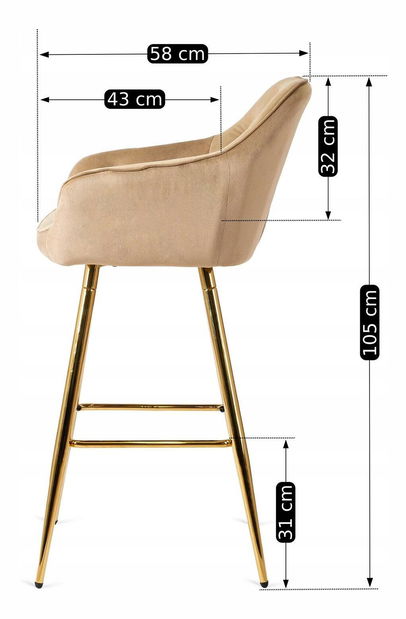 Scaun bar Solicitamos (bej + auriu) *vânzare stoc