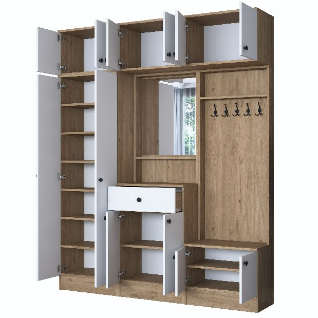 Set mobilier pentru hol Emily (Nuc + Alb)