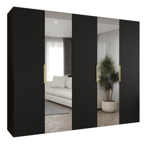 Dulap de haine 250 cm Mirabella 2 (Negru + Auriu)