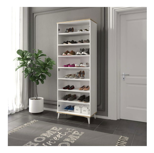 Botník (skrinka na topánky) Seluvu (dub + biela)