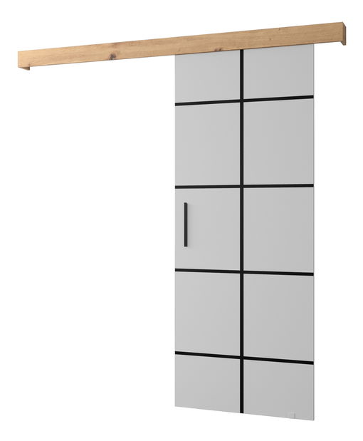 Posuvné dvere 90 cm Sharlene III (biela matná + dub artisan + čierna)