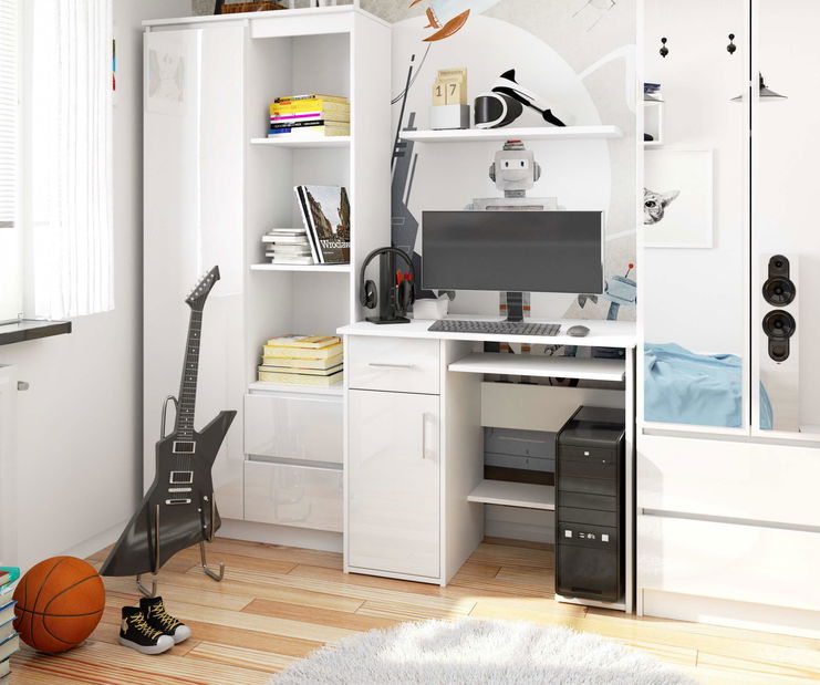 PC stol Jaloms (bijela + bijeli sjaj)