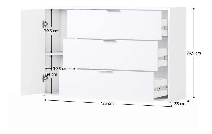 Komoda Frens (bijela + hrast artisan)