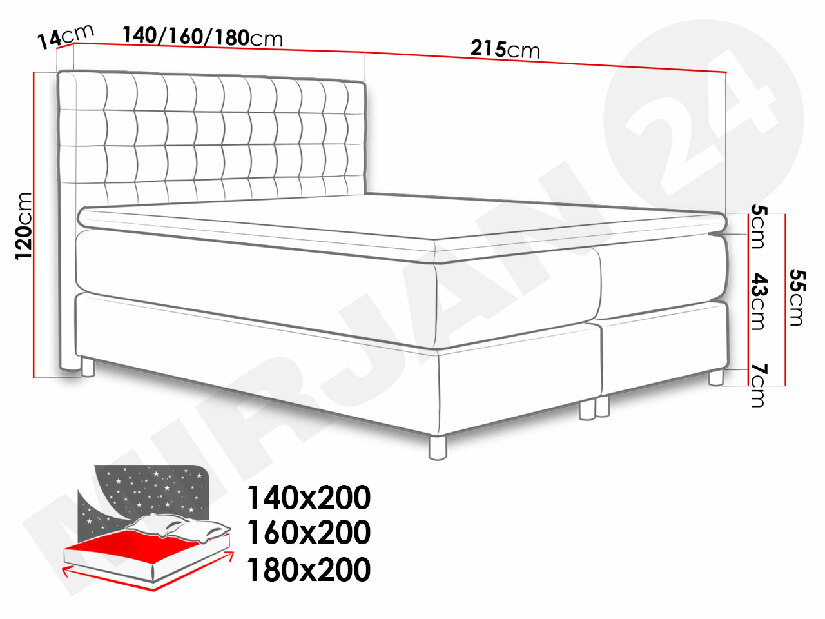 Manželská posteľ Boxspring 180 cm Korti (ikar 9) *výpredaj