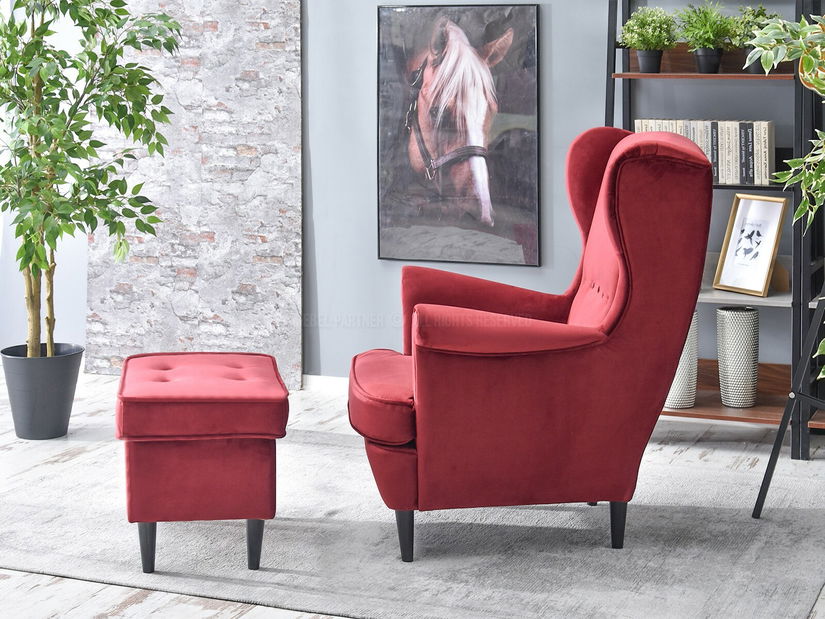 Fotoliu cu urechi Margis (bordo + fag)