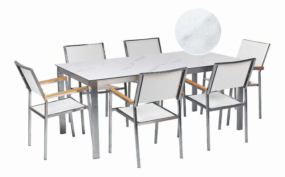 Set mobilier de grădină Cleopatra (Alb s mramorovým efektom)