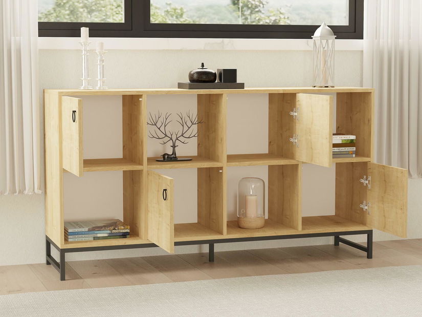 Regál Masumu (dub zafírový + čierna) 