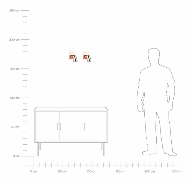 Set 2 ks nástenného osvetlenia Takashi (medená) 