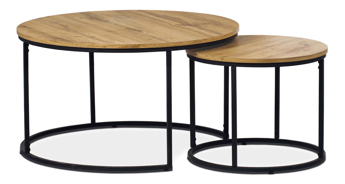 Set 2 buc mese de cafea Alcanzar (stejar + negru)