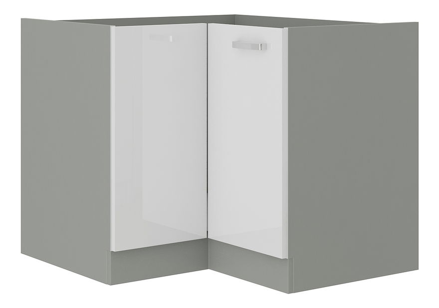 Kutni donji kuhinjski ormarić Brunea 90x90 DN 1F BB (siva + bijeli sjaj)