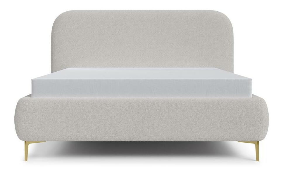 Bračni krevet 160 cm Mononoke 160 (s podnicom) (svijetlobež + zlatna)