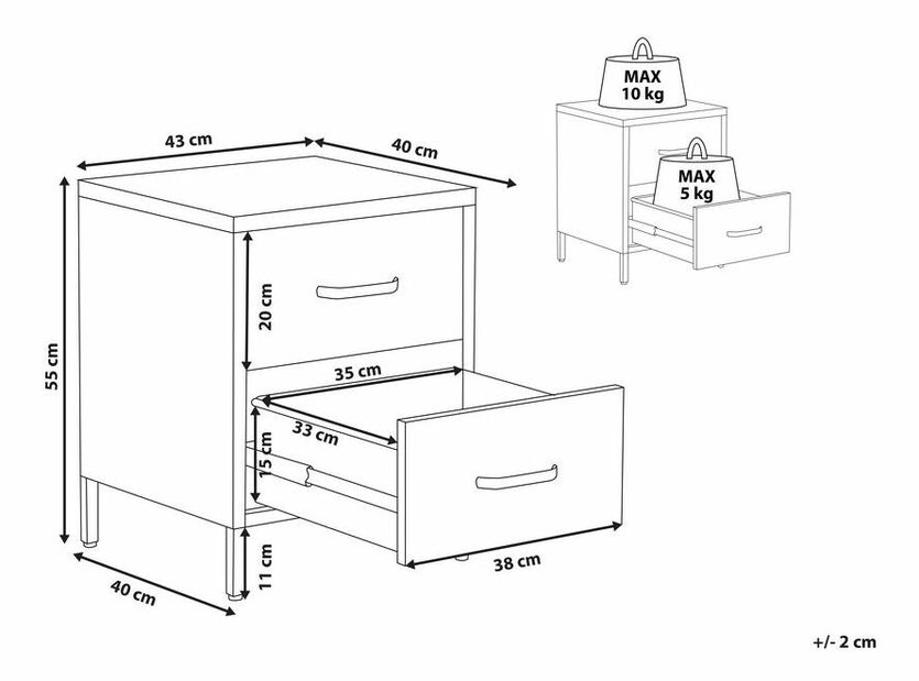 Noćni stolić MAVIL (ružičasta)