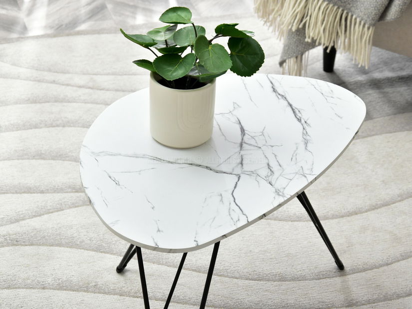 Măsuță de cafea Rave S (marmură albă + negru)