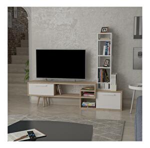 Mobilier living Mavade 9 (alb + stejar) 