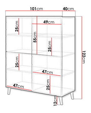 Comodă Stellan-200 100 (alb + alb lucios)