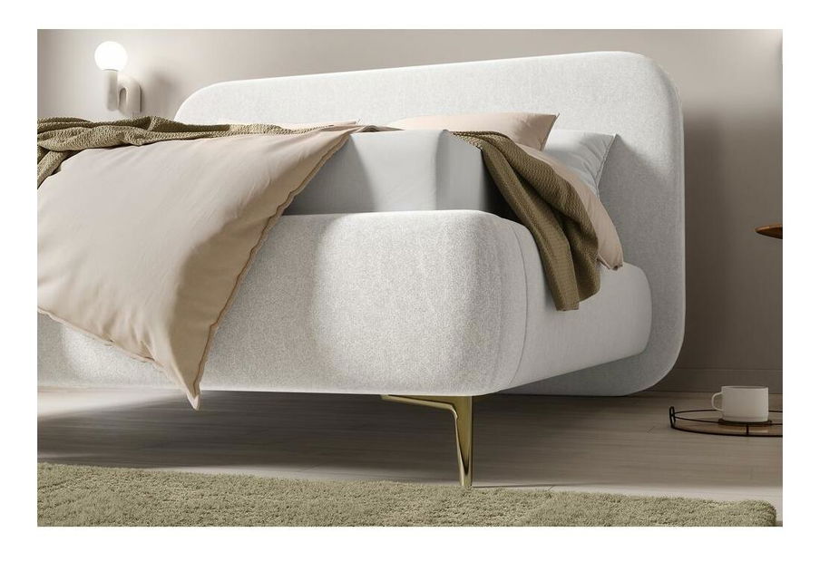 Bračni krevet 180 cm Mononoke 180 (s podnicom) (bež + zlatna)