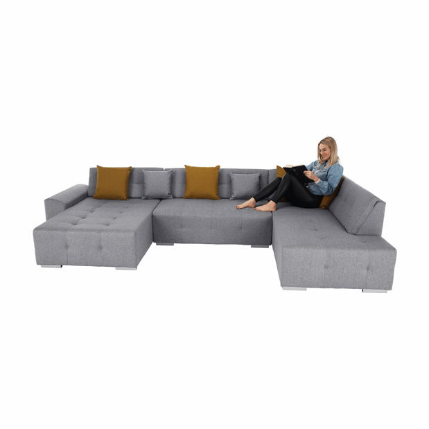 Rohová sedacia súprava Bellina (sivá + horčicová) (P)