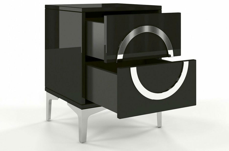 Éjjeliszekrény Evenna (magasfényű fekete) *Kiárusítás