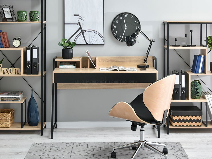 PC stolić Richiel (hrast + crna)