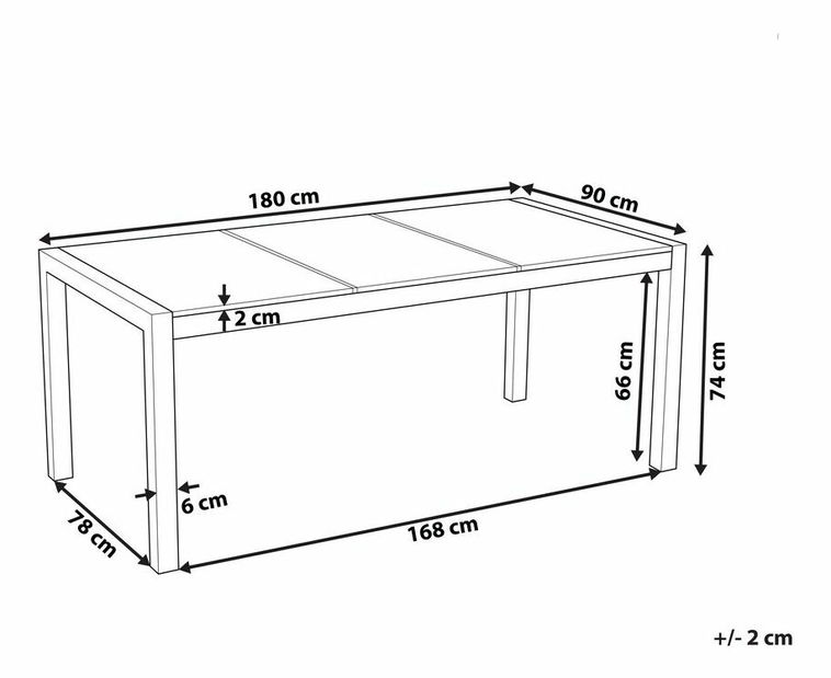 Kerti asztal Grosso 180 (fekete) (természetes kő)