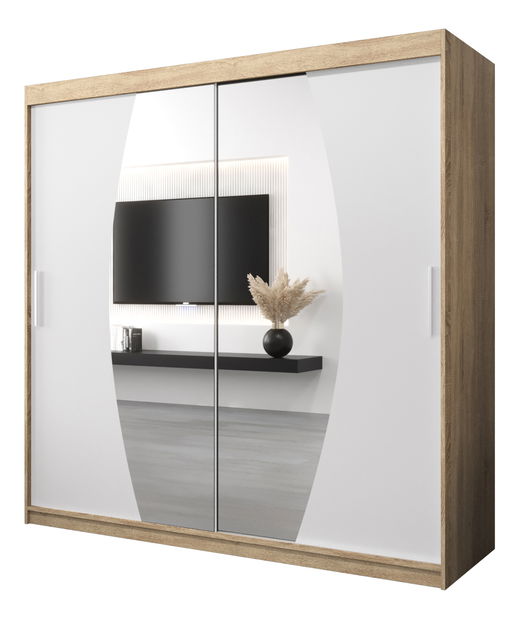 Dulap de haine 200 cm Eclipse (Stejar sonoma + Alb mat)