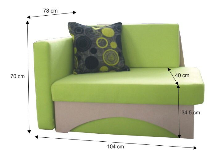 Gyerek kanapé Kubošík zöld + bézs (B)