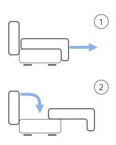 Rohová sedačka Gyan (čierna + sivá) (s taburetkou) (P)