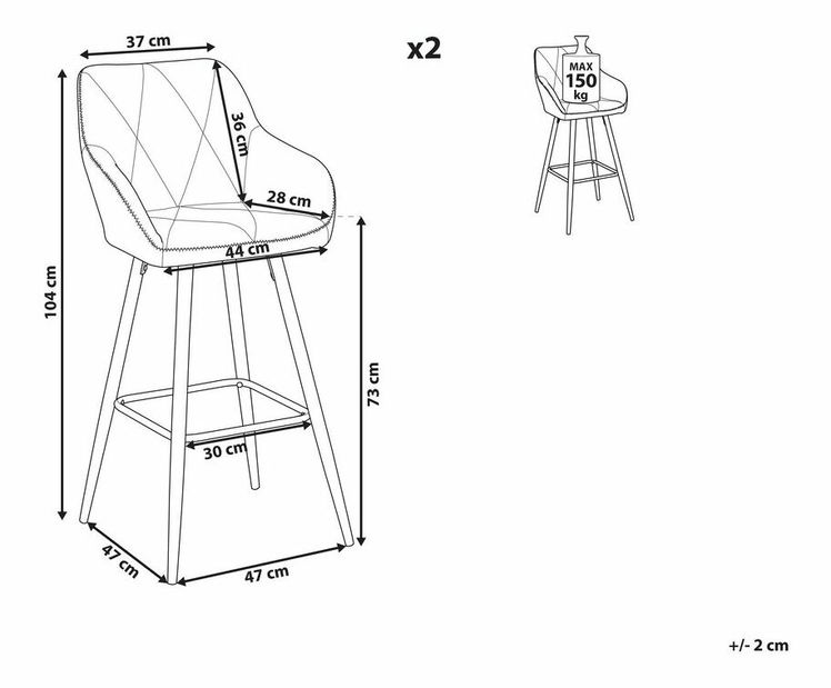 Set 2ks. barových stoličiek Dakien (sivá) *výpredaj