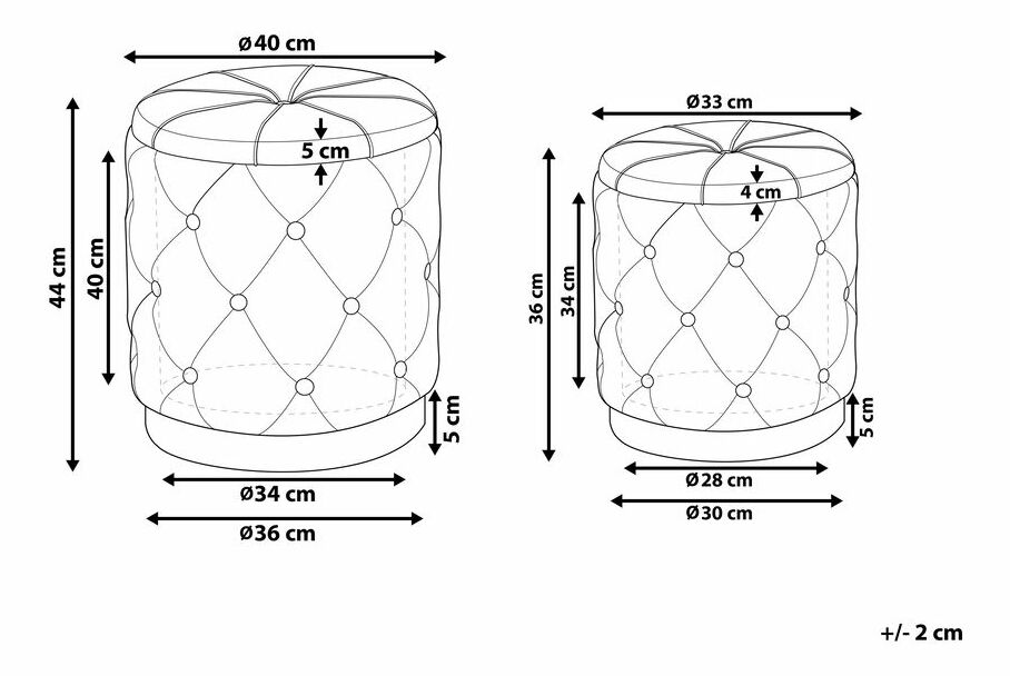 Set 2 ks. taburetiek POLE (látka) (biela) (s úl. priestorom)