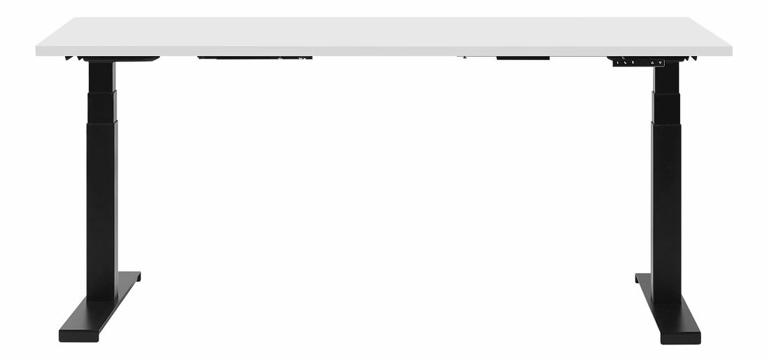 Masă de scris DESIRA II (180x80 cm) (alb + negru) (electric reglabil)