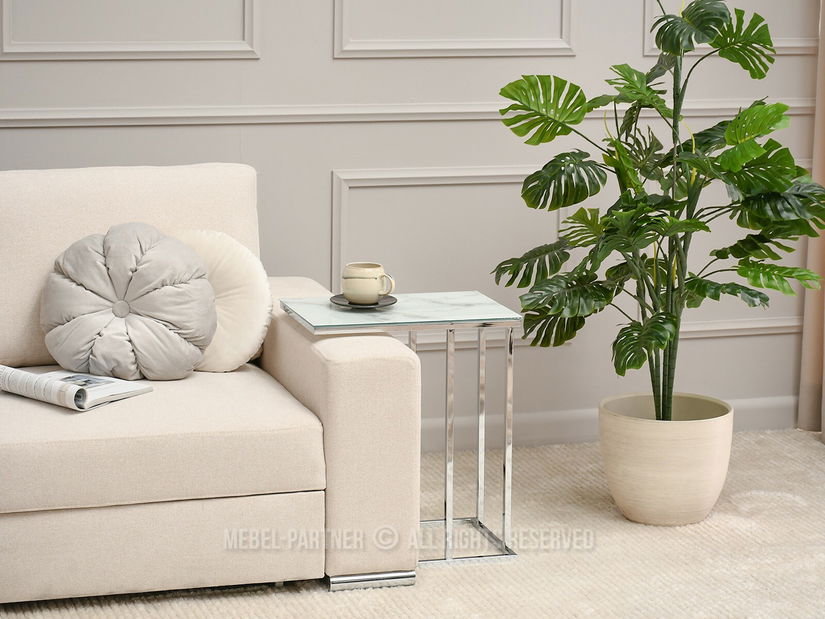 Konferenčný stolík Vasho (biela + chrómová)