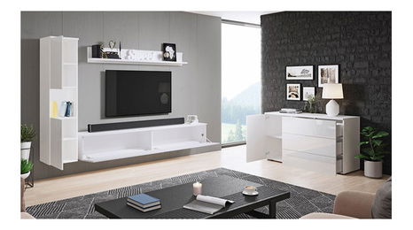 Namještaj za dnevni boravak Nova I (wotan + bijeli sjaj)