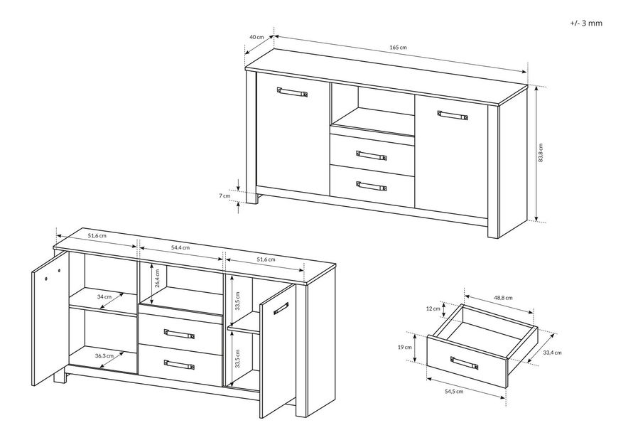 Komód Sadr E (grande homok tölgy + matera)