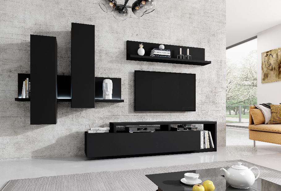 Mobilier living Bilsby Typ 09 (negru + negru mat)