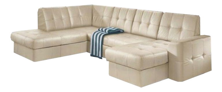 Kožená rohová sedačka U Thaldia (biela) (L)